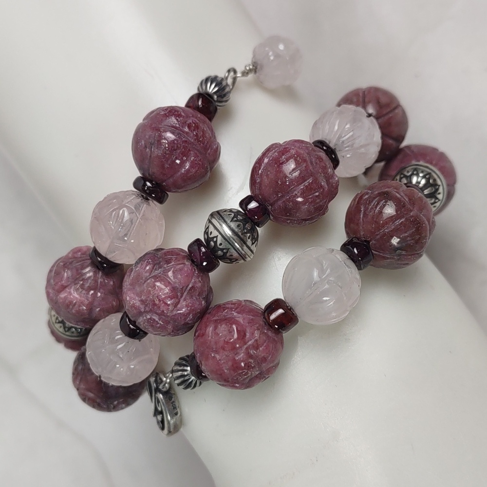 Carolyn Pollack Carved Rhodonite Coil Bracelet